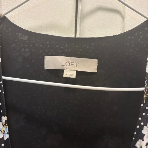 LOFT Black Dress with White Floral Accents - Picture 7 of 8